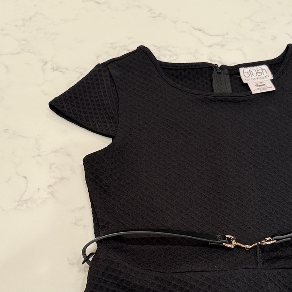 Kids Size 12 Blush by US Angels Black Formal Dress with Belt - Picture 4 of 12